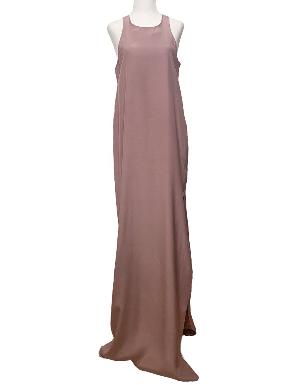 Natalie Deayala High Neck Dusty Purple Lavender Column Maxi Dress M Bridesmaid